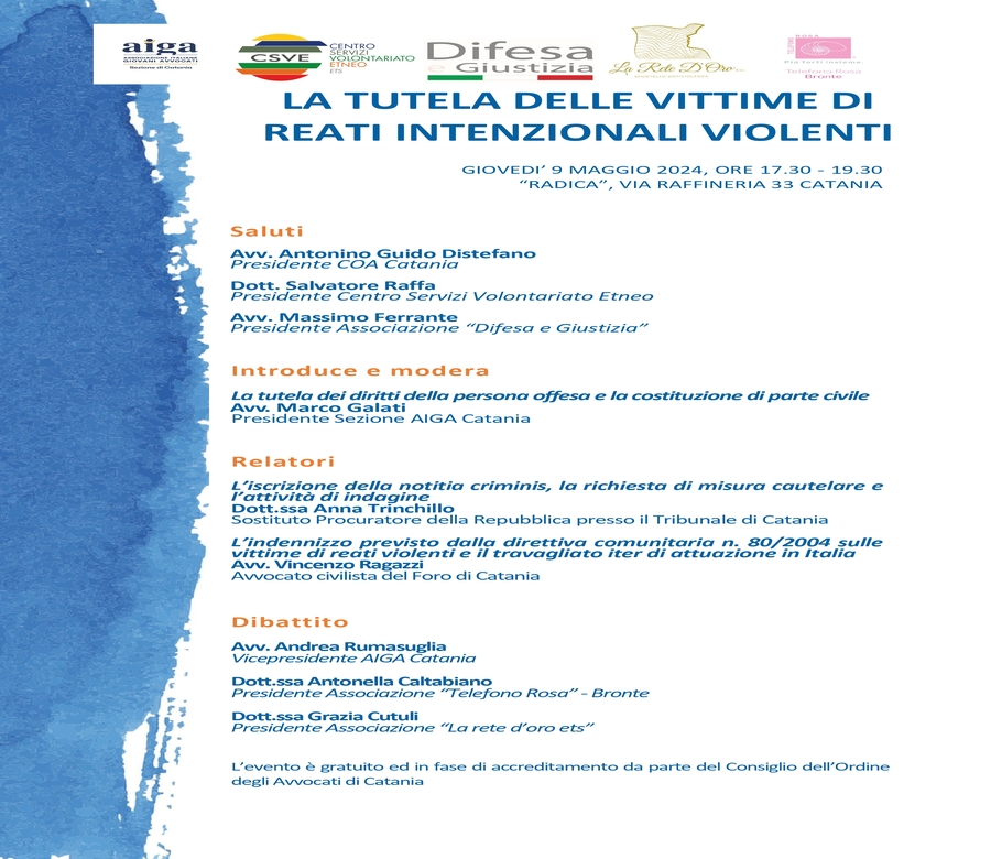 You are currently viewing LA TUTELA DELLE VITTIME DI REATI INTENZIONALI VIOLENTI